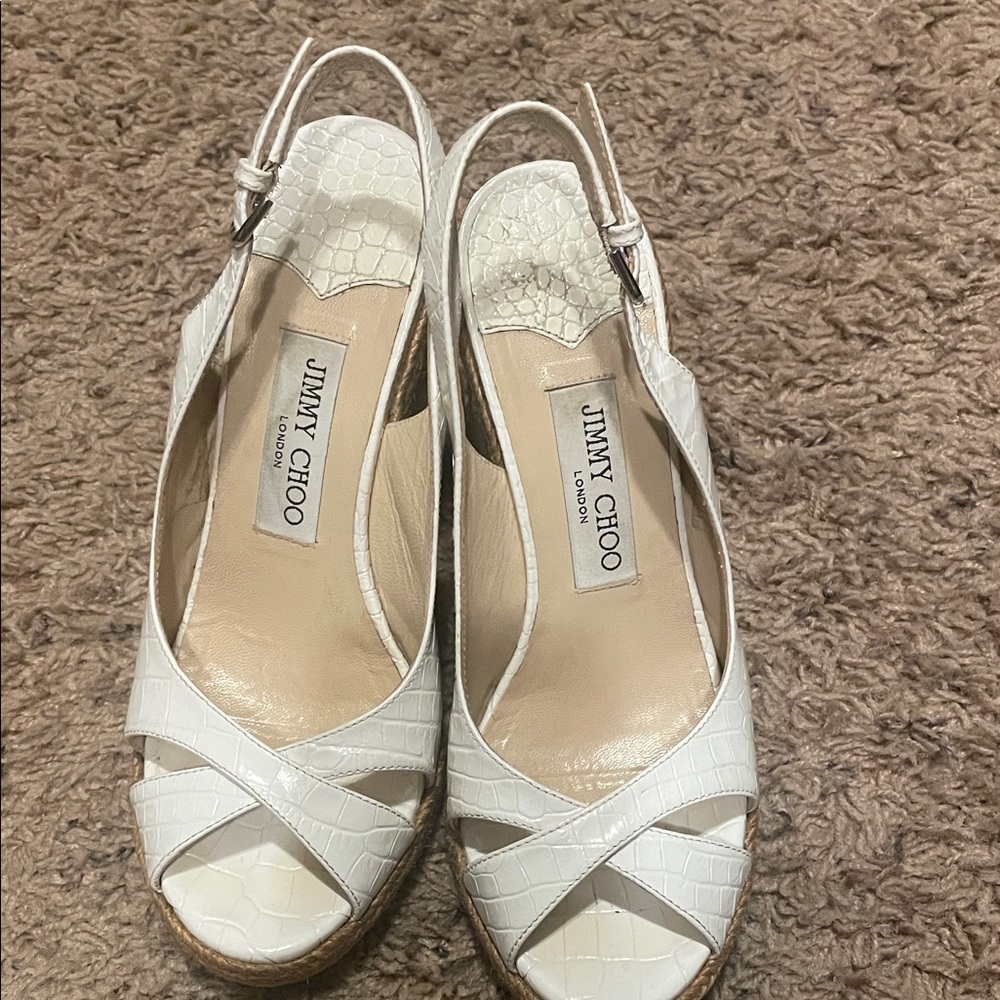 Jimmy Choo White Espadrille Slingbacks Size 37